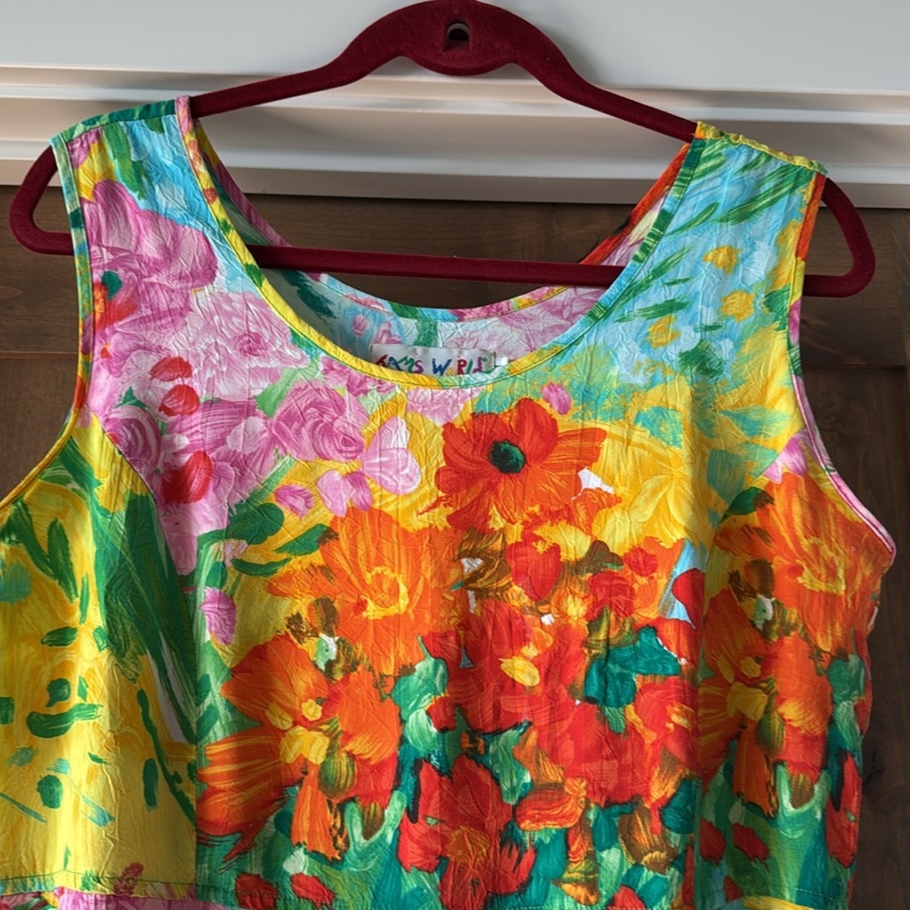 Jams World Bouquet Burst Floral Midi Dress Womens M Tropical Beach made in USA - Picture 3 of 12